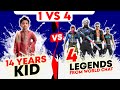 Vincenzo Lite 😂 vs Legends From World 🌎 Chat ||  Free Fire Solo Vs Squad insane Gameplay by A kid