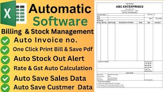 Fully Automated Billing software with Database and Stock Management in excel 2024 🚀