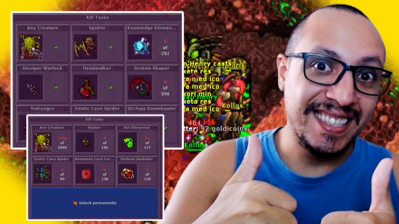 TIBIA - HUNTING TASK EP 29 - TASKS DO HENRY ACANÇOU BEM, VEJA AS TASKS ...