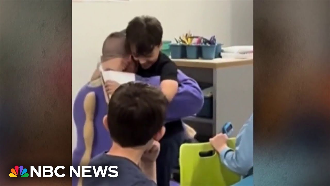 Military father surprises son dressed as school mascot