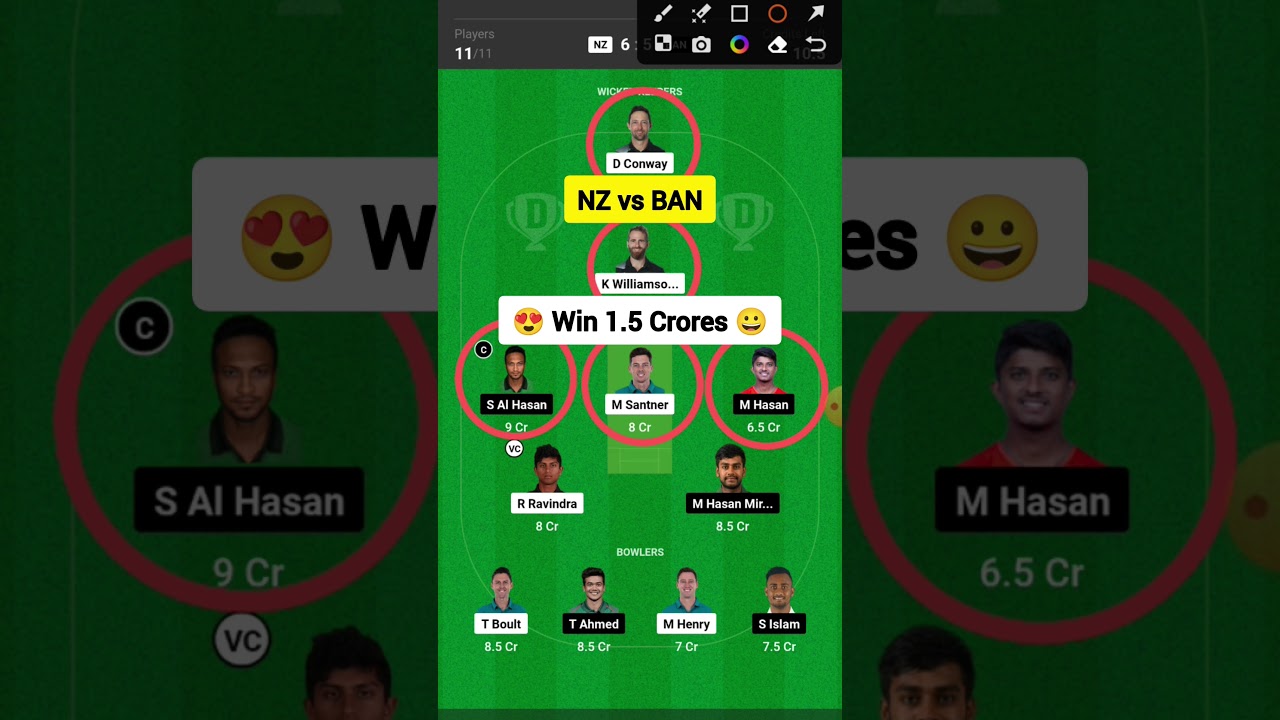 NZ vs BAN Dream11 Prediction | NZ vs BAN Dream11 Team | New Zealand vs Bangladesh Dream11 Prediction