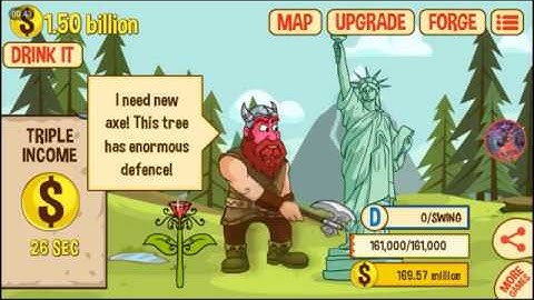 axe clicker funny Oswald are chopping statue in Full HD