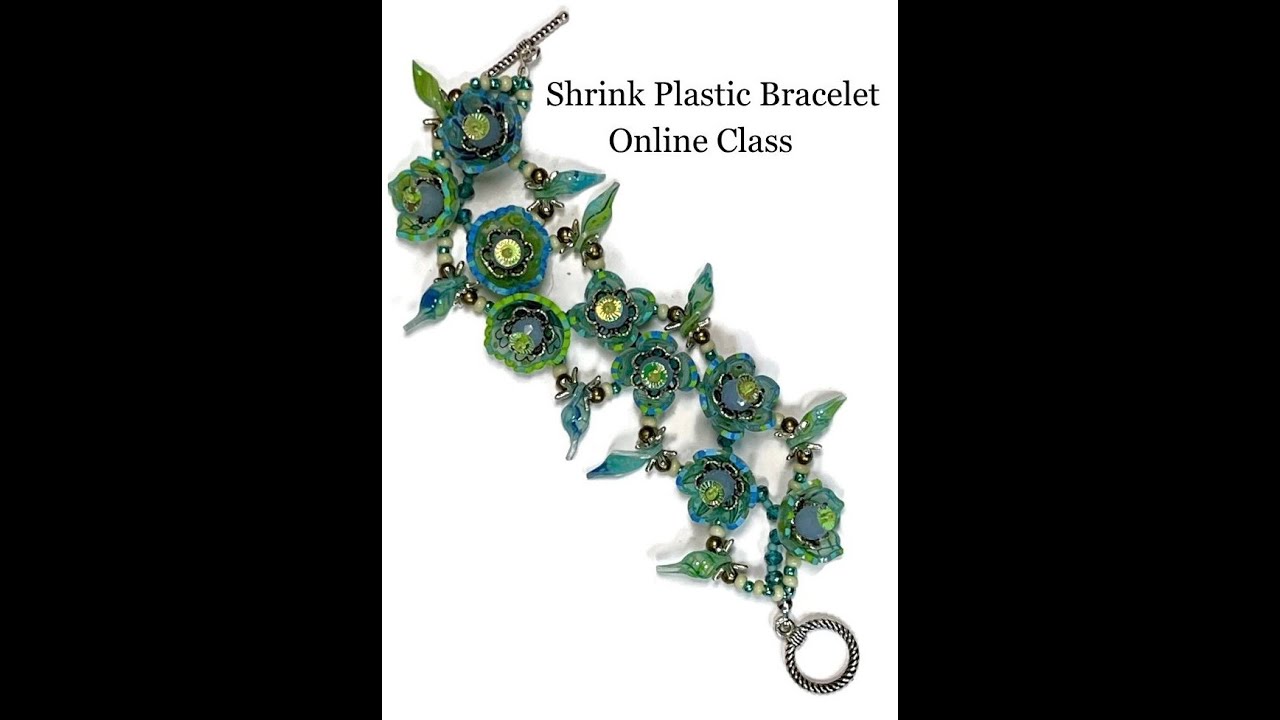 Blue Trellis Shrinkets shrink plastic bracelet class by julie haymaker