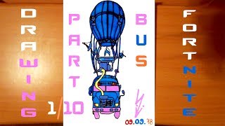How to Draw Fortnite Battle Bus Step by Step Easy and Color | 5K 60FPS | PART 1/10