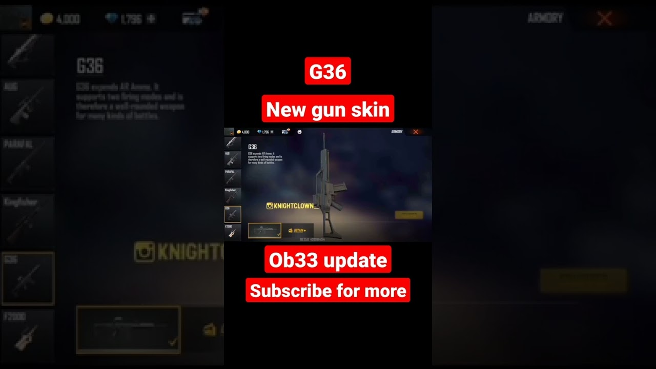 ob33 update new gun G-36 free fire new event tonight updated TRAND