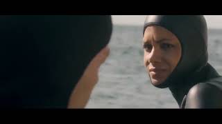 Freediving girl Halle Berry underwater