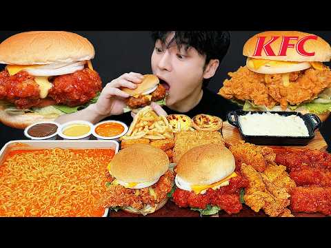 <strong>ASMR</strong> MUKBANG 체다치즈 양념 치킨먹방! 치즈 떡볶이 명랑핫도그 CRISPY FRIED CHICKEN CORN <strong>DOG</strong> EATING SOUND!
