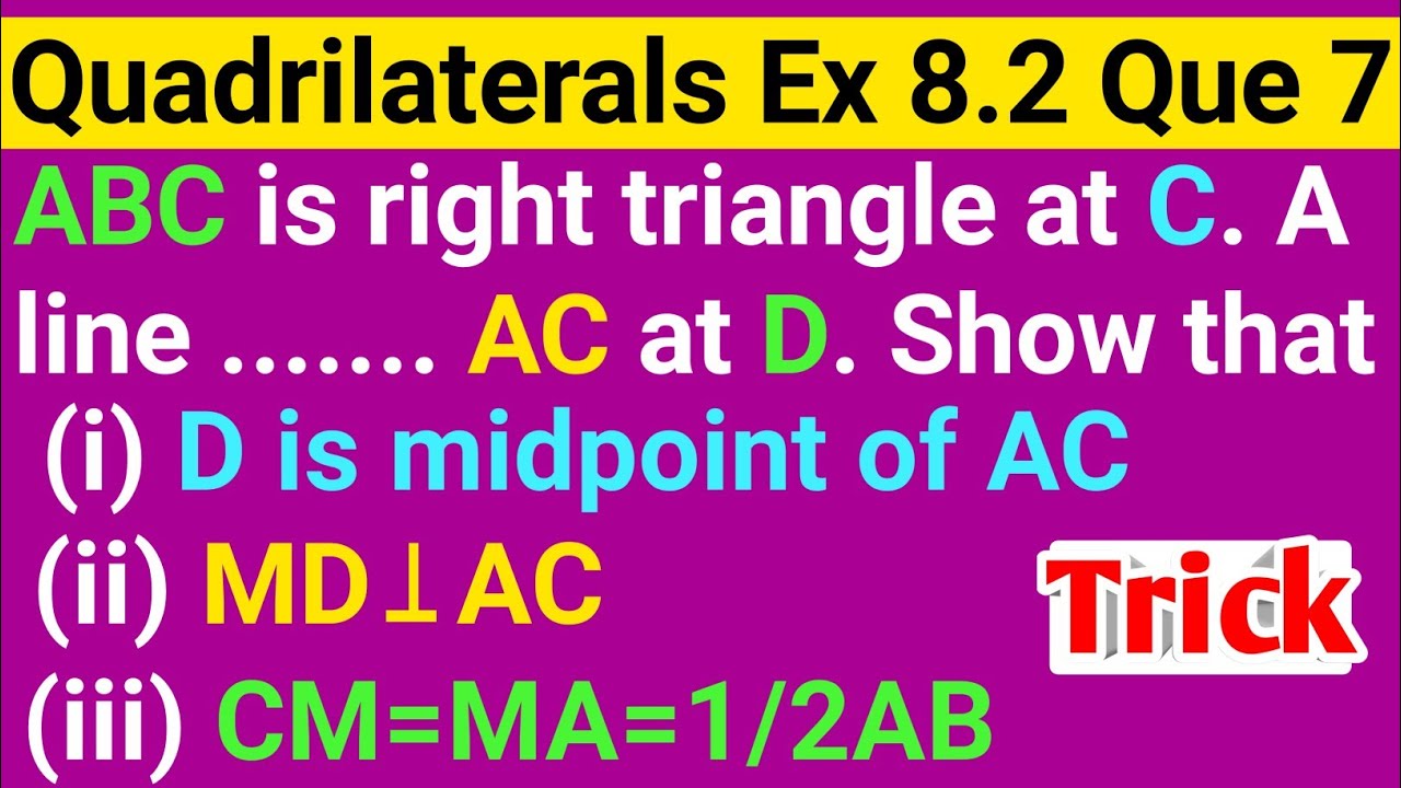 ABC Is A Triangle Right Angled At C A Line Through The Midpoint M Of ...