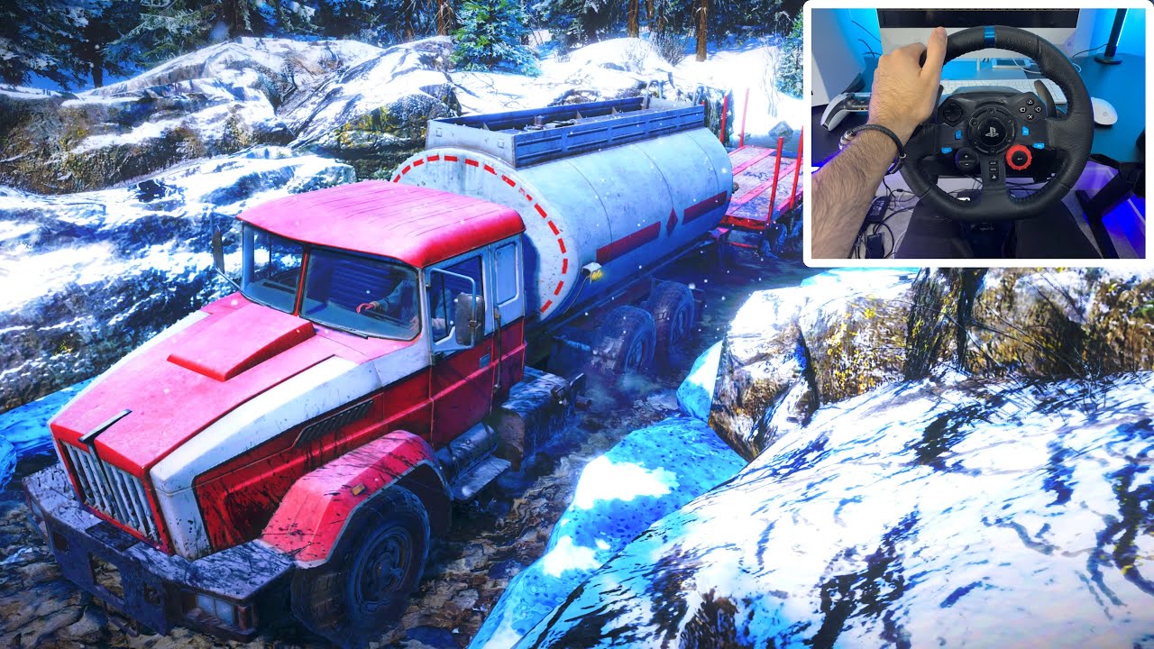 Frozen Alaska SnowRunner 4K gameplay with steering wheel G29 YouTube