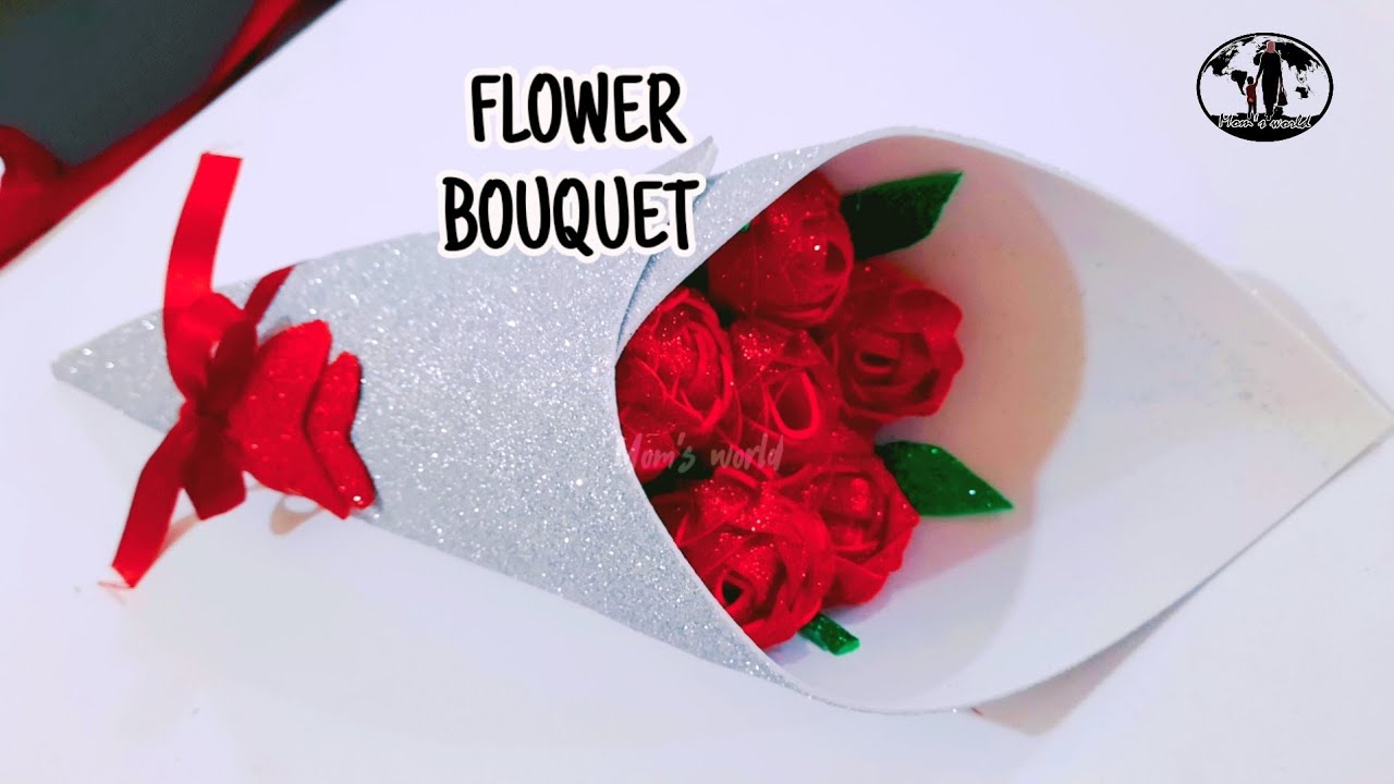 How to make Flower bouquet with Glitter foam sheetDIY Glitter foam