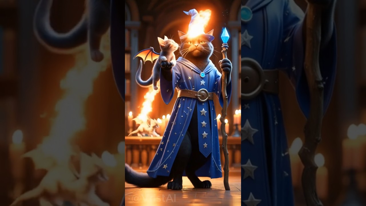 Black Wizard Cat Opens AI Portal 🐱✨