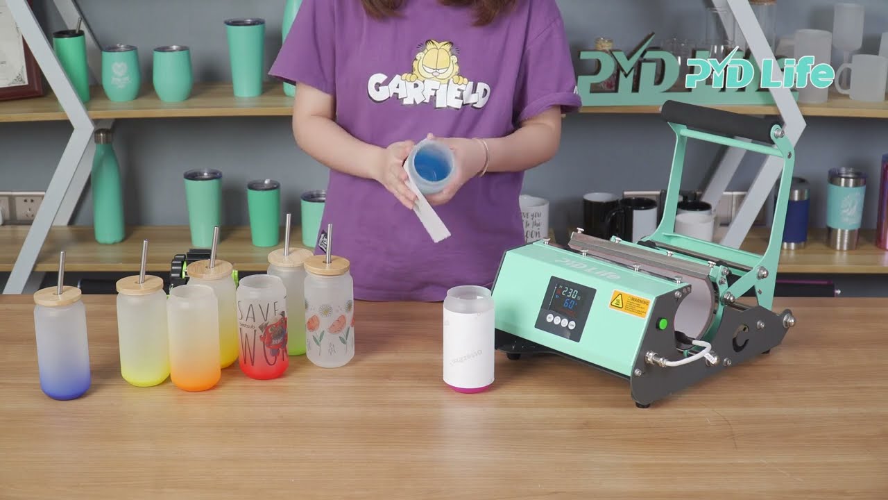 How to sublimate glass beer can 18oz 2pcs at a time by PYD Life tumbler