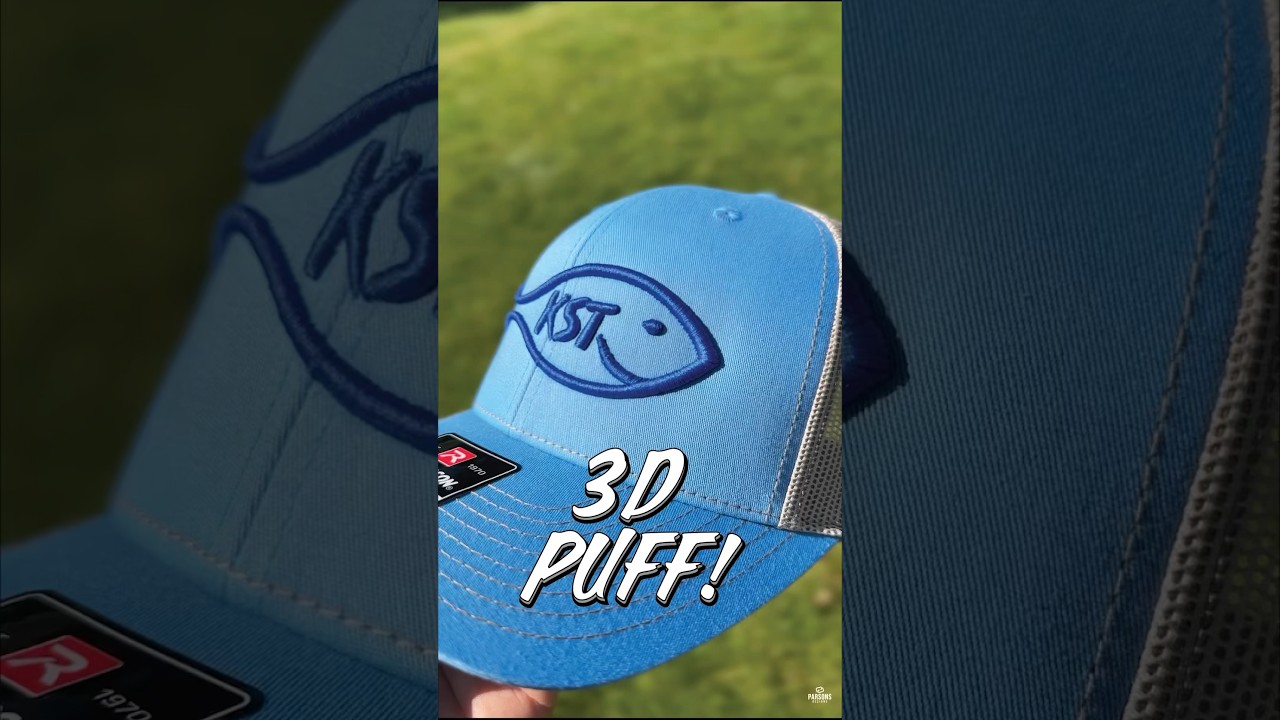 3D puff embroidery, a very popular way to brand your hats.