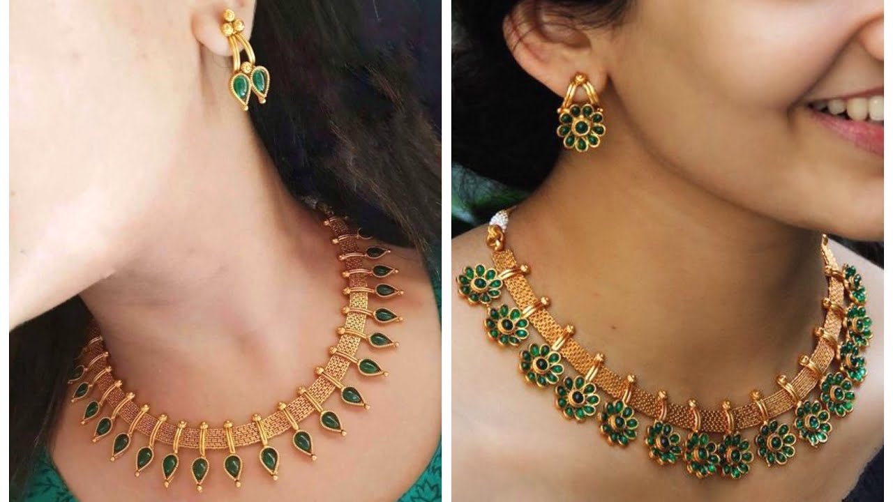 Gold & Green Emerald Necklace – Ricco India