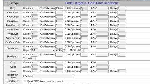 Setting Lun Error Conditions Using the SANBlaze VirtuaLUN Target