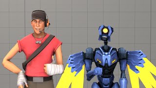 V1 from ULTRAKILL and Scout from tf2 high five! [SFM ANIMATION]