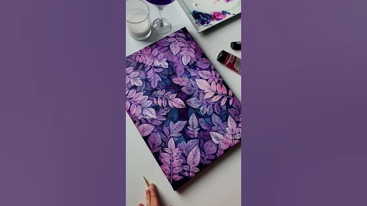 Depth purple leaves painting / Mauve leaves painting / Canvas painting / Step by step painting - DayDayNews