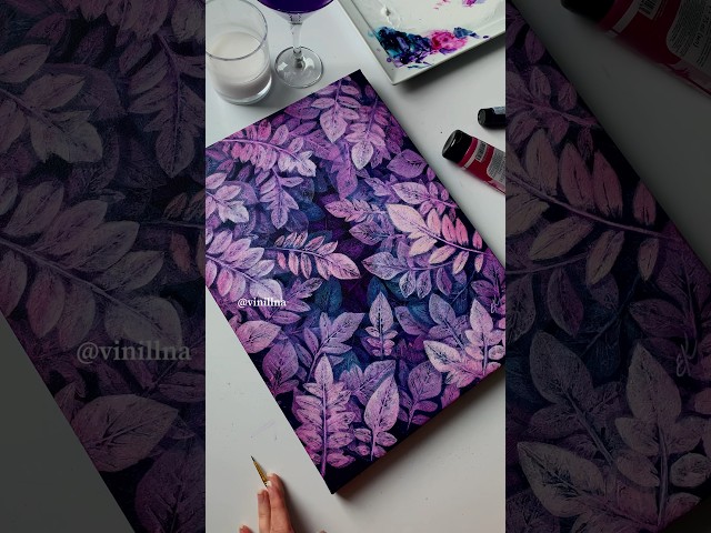 Depth purple leaves painting / Mauve leaves painting / Canvas painting / Step by step painting class=