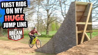 THE FIRST RIDE ON MY HUGE DIRT JUMP LINE WAS INSANE  MTB DREAM YARD