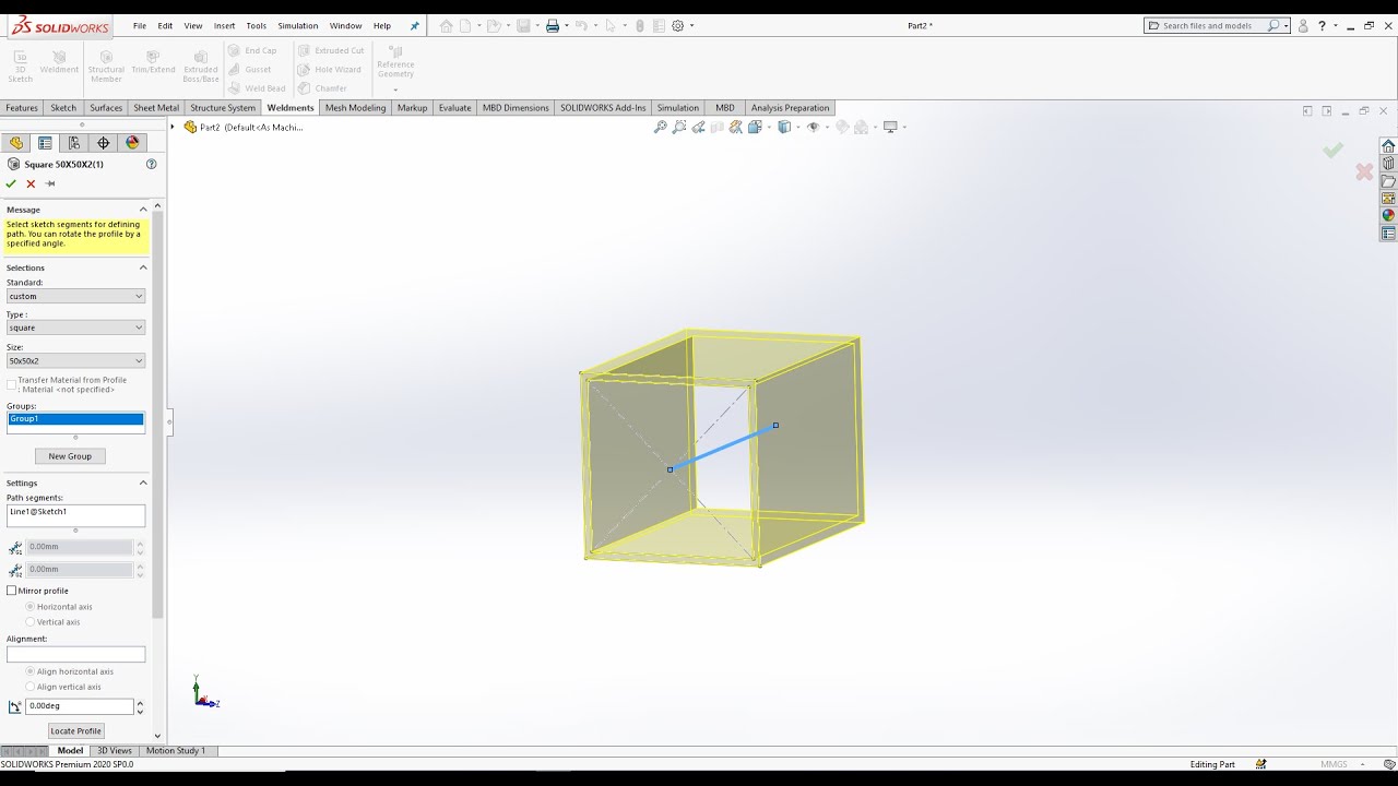 create custom weldment profile in solidworks 2020 - YouTube