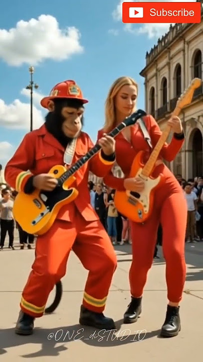 'viral,monyet main gitar sama cewek cantik di italia?' #ai #gitaris #monkey #shorts #fyp