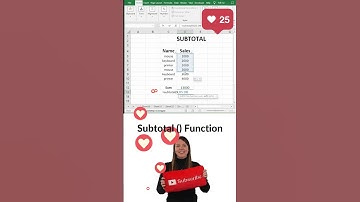 Subtotal () Function #excel #exceltips #exceltricks #shortvideo #viralvideo #function #subtotal