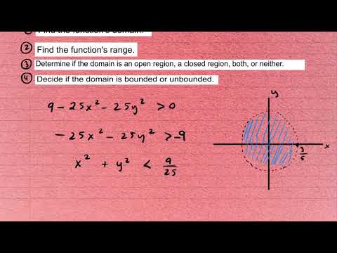 Domain of Multivariable Functions | Sketching it and describing it as open, closed, bounded, etc...