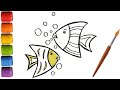 How to draw a fish | kids drawing | colouring with crayons | easy drawing |  step by step #6