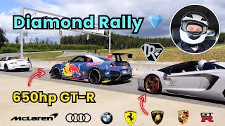 Diamond Rally 2024: Track in 650hp GT-R and Audi R8 (Insane fly-bys + sounds)