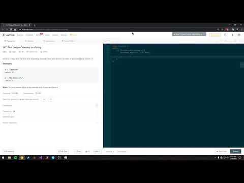 Leetcode #387 First Unique Character in a String C++ Solution