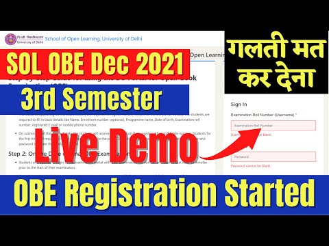 How to do OBE Registration on DU SOL Portal Live Demo | 3rd Semester Student's | OBE December 2021.