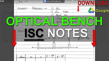 Optical Bench Expeirment Physics Practicals [Complete] | Physics Practical Isc