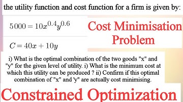 Constrained Optimization and Cost Minimisation using Lagrange Multiplier Method