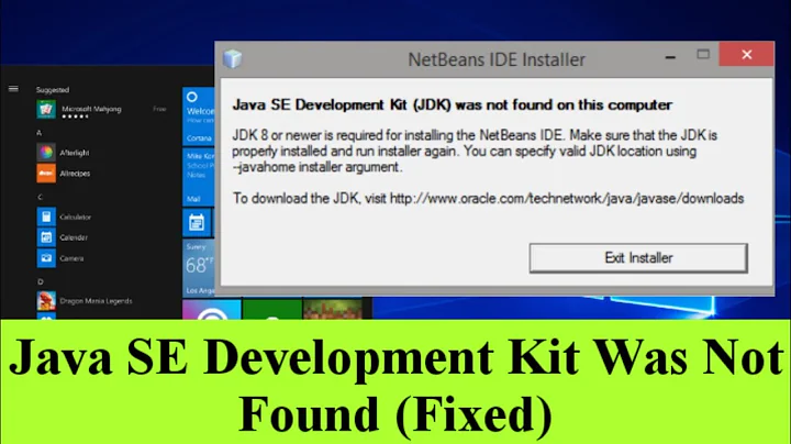 Java SE Development Kit JDK Was Not Found On This Computer