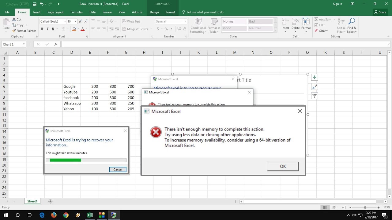 excel not enough memory use 64 bit