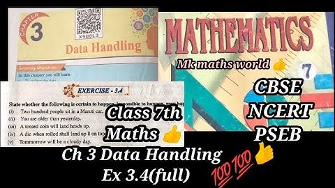 Class 7th maths Ch 3 Data Handling 👍Ex 3.4 (full) PSEB CBSE NCERT 👍 easy explained 👍