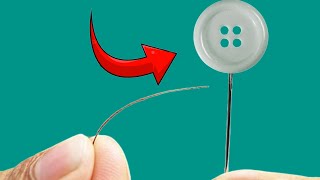 Here's How to Attach Thread to a Needle Using a Shirt Button￼