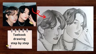 كيفية رسم Taekook خطوة بخطوة l دروس الرسم لـ Bts V وJungkook l دروس الرسم