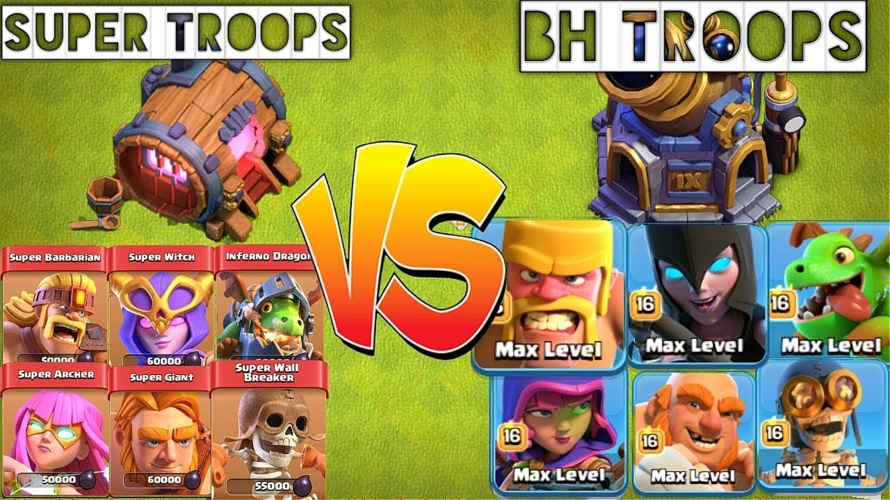 Super Troops VS Builder Hall Troops | Most Satisfying Video  | Clash of clans| Coc |