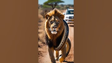 The lion killed the python #animals #video #viralvideo