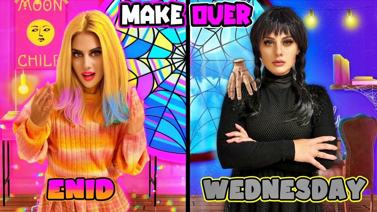 MAKEOVER ENID VS WEDNESDAY ΣΤΗΝ ΑΛΗΘΗΝΗ ΖΩΗ CHALLENGE #1 KRISTINA EKOU