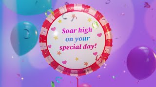 Birthday Wishes Animation with balloons in 4K 60FPS