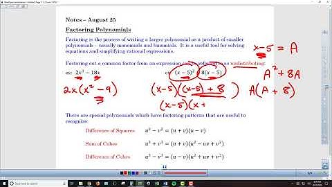 A2PCH Chapter P-4 Factoring Polynomials - Lesson Video 1