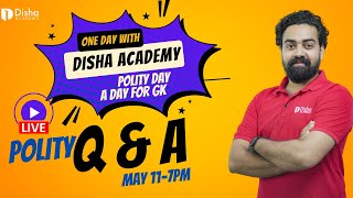 Polity for SSC RRB Exams MEGA LIVE - A day with Disha Academy Q & A Session Class #polity #ssc