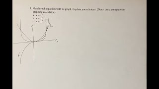 3. Match each equation with its graph. Explain your choices. (Don't use a computer or graphing calc