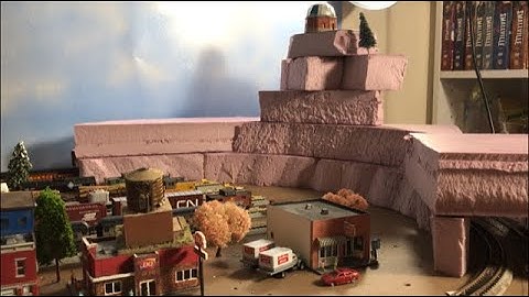 AJS Model Railway N scale layout update #6 -  Part 1:  Building a mountain using pink foam board.