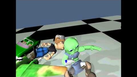 Truespace 7.5 real time render 3d character animation physics bvh test