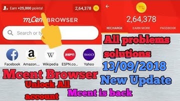 Mcent Browser unlock all accounts and invite options Free recharge Browser all SIM Free unlimited