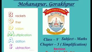 Class V Maths Revision of Chapter 5 ( Simplification)