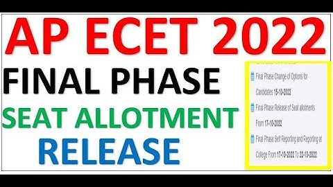 AP ECET 2022 FINAL PHASE SEAT ALLOTMENT RESULT | AP ECET 2022